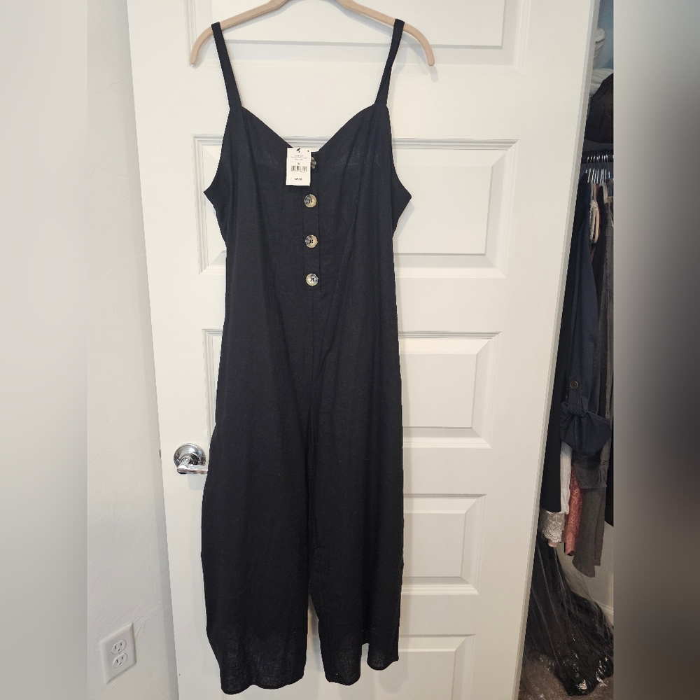 Black Button-Front Jumpsuit